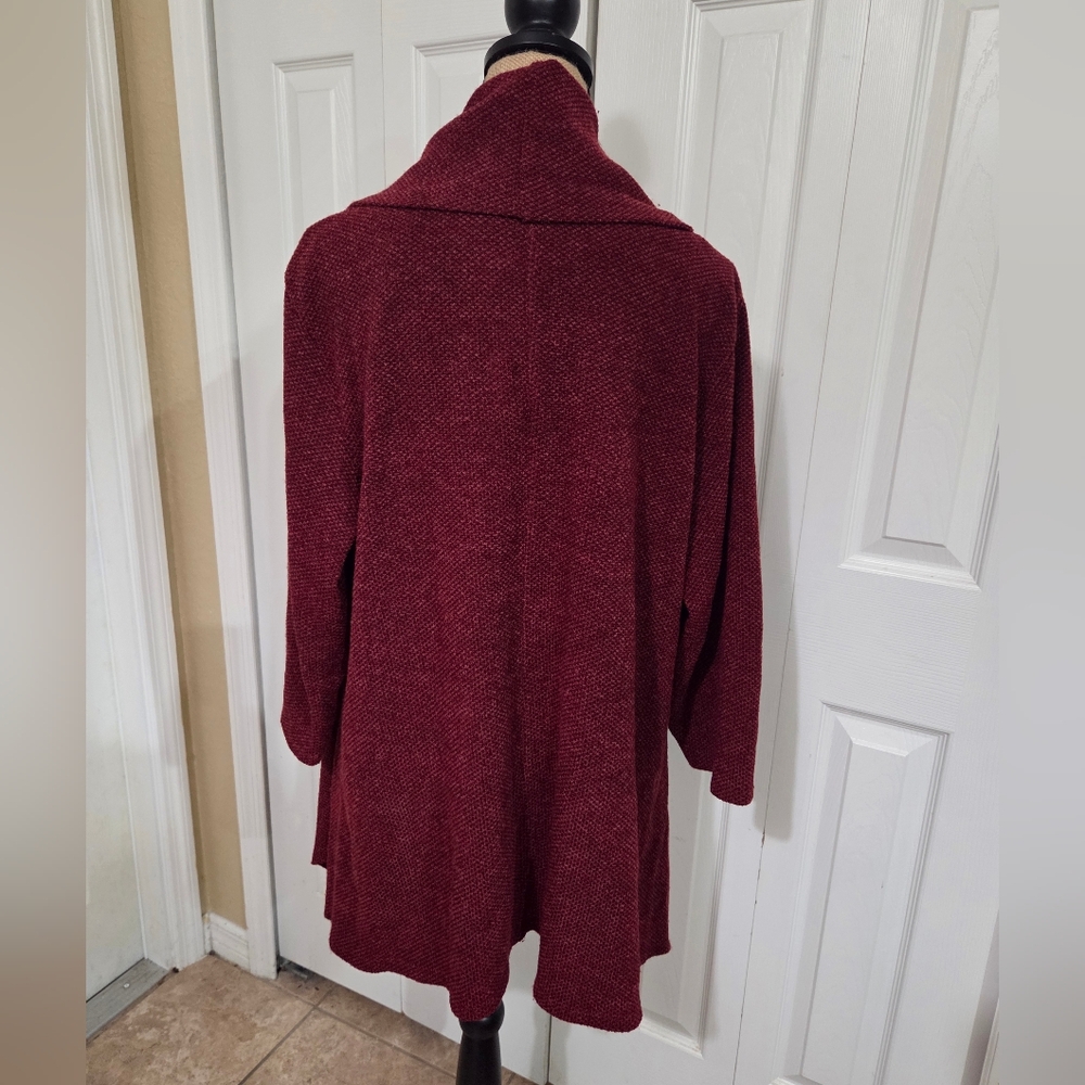 New Directions Burgundy Cowl Neck Sweater - Picture 7 of 12